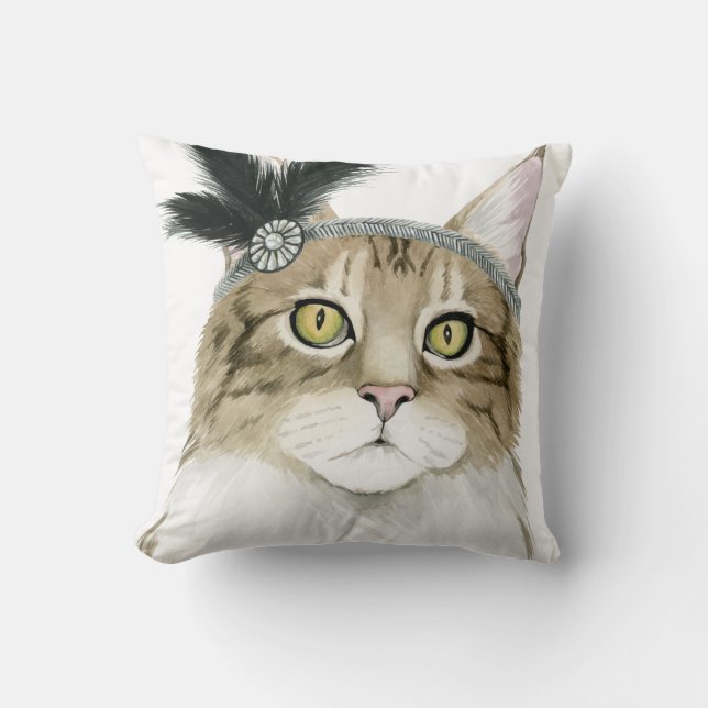 Nedton Cat | Tillagt med fjädrar Kudde (Framsida)
