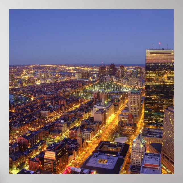 Nedtown Boston och Hancock Torn Poster (Framsidan)