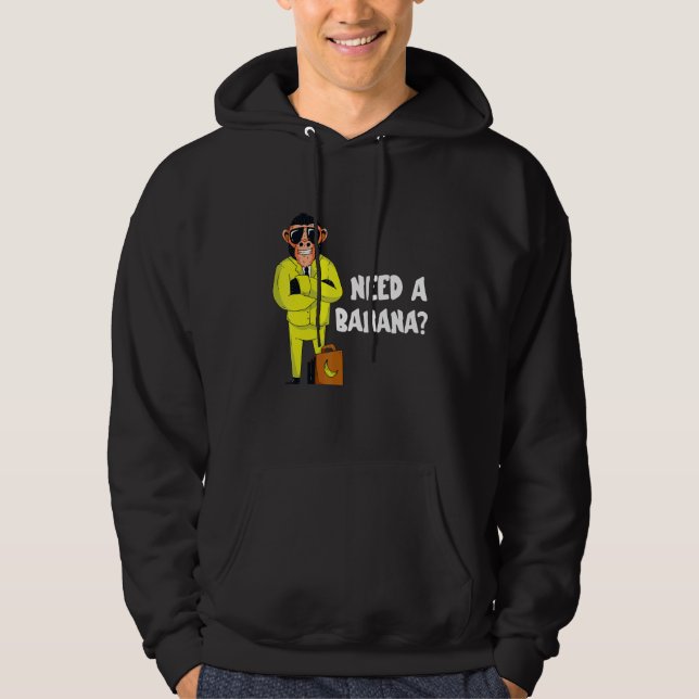 Need A Banana Monkey Suitcase Vegan Food Banana Fr Hoodie (Framsida)