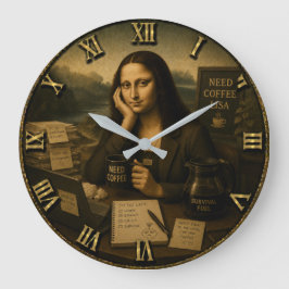 Need Coffee Funny Mona Lisa Coffee Lover Gift Stor Klocka