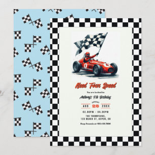 Need Four Speed Racingbil 4-års Födelsedagsfest Inbjudningar