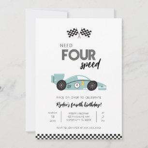 Need Four Speed Racingbil Födelsedagsinbjudan Inbjudningar