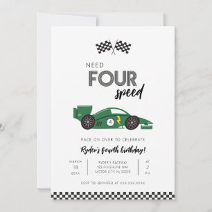 Need Four Speed Racingbil Födelsedagsinbjudan Inbjudningar
