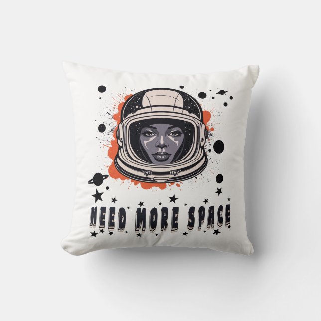 Need More Space – Astronaut Throw Pillow Kudde (Framsida)