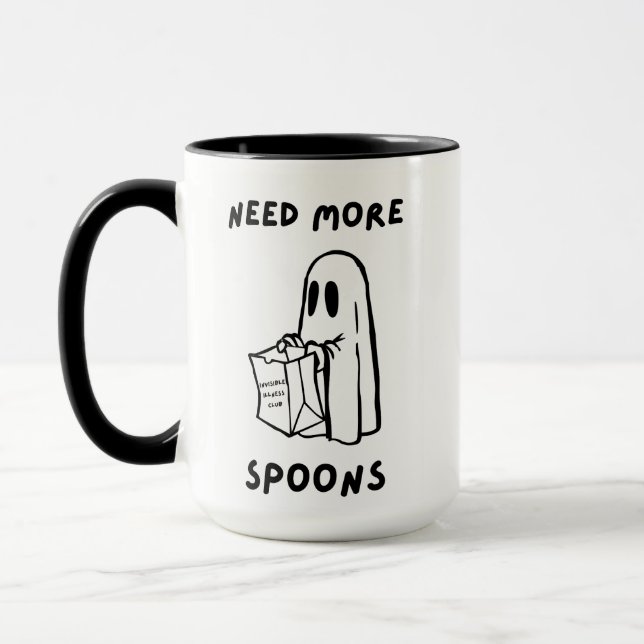 'Need More Spoons' Chronic Illness Humor Mug Mugg (Vänster)