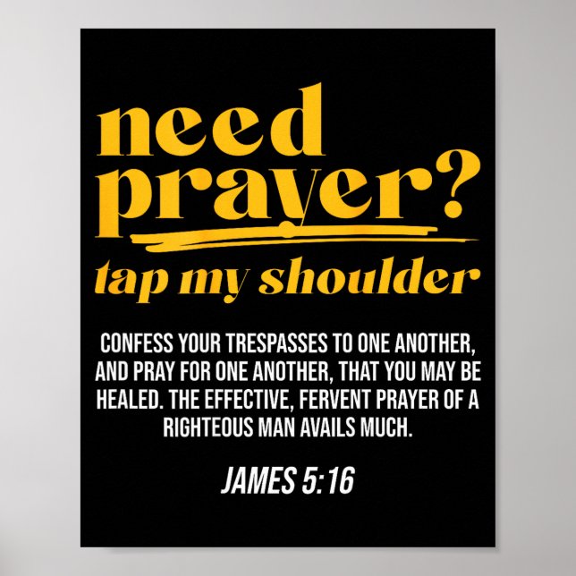 Need Prayer Tap My Shoulder Christian Men Women (o Poster (Framsidan)