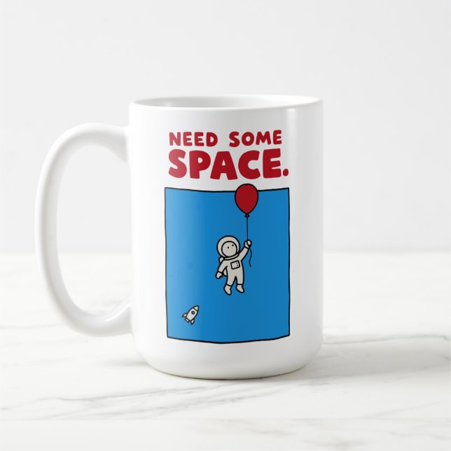 Need Some Space Funny Astronaut Balloon Space Pun Kaffemugg (Vänster)