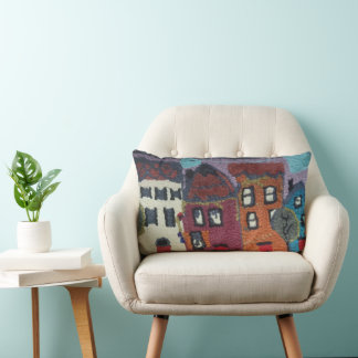 needle punc neighborhood design pillow/houses lumbarkudde