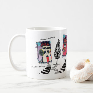 Needle punch design abstract houses mug/home sweet kaffemugg