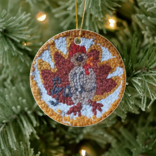 needle punch turkey design decorative ornament (Träd)