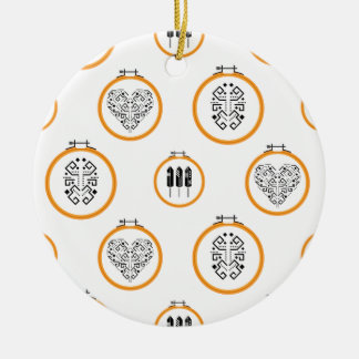 Needlepoint embroidery ramar julgransprydnad keramik