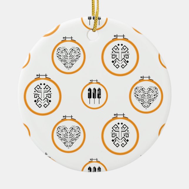 Needlepoint embroidery ramar julgransprydnad keramik (Framsidan)