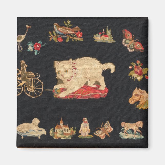 Needlepoint Kattunge Magnet (Framsidan)