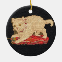 Needlepoint Kattunge Ornament