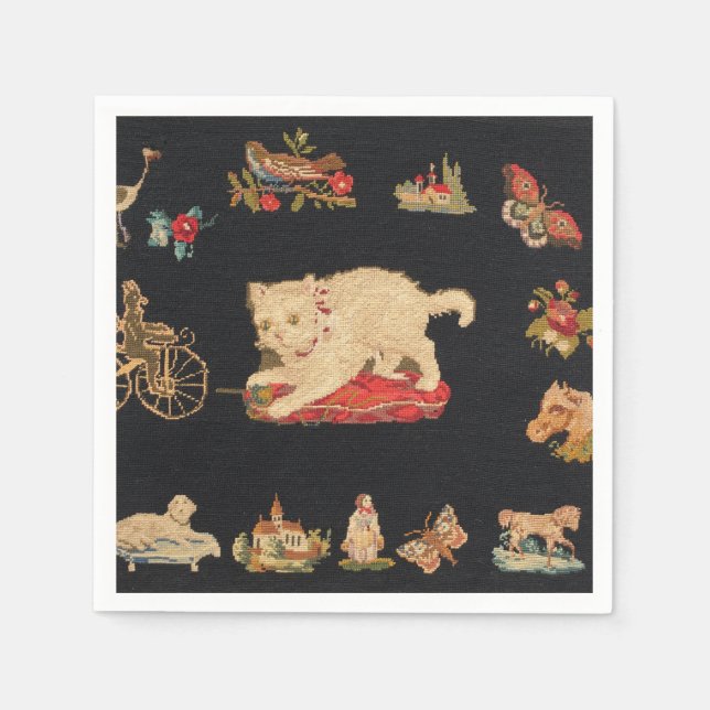 Needlepoint Kattunge Pappersservett (Framsidan)
