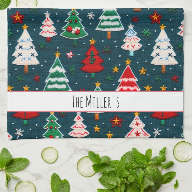 Needlework Julgranar Festive Helgdag Kökshandduk (Vikta)