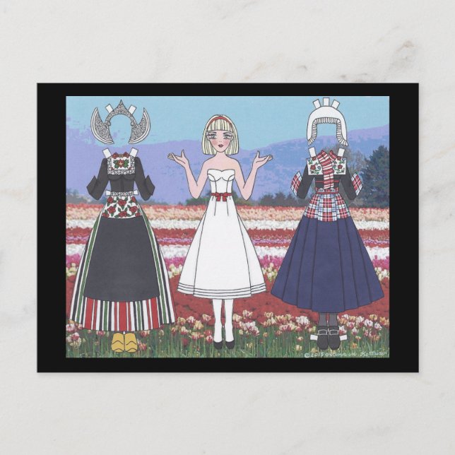 Neeltje från Nederländerna Pappersdocka Postkort Vykort (Framsida)