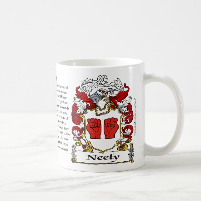 Neely ursprung, det menande och vapenskölden kaffemugg (Höger)