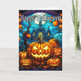 Nefarious Glowing Pumpkin | HAPPY HALLOWEEN Kort