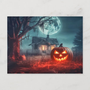 Nefarious Glowing Pumpkin in Moonlight Vykort