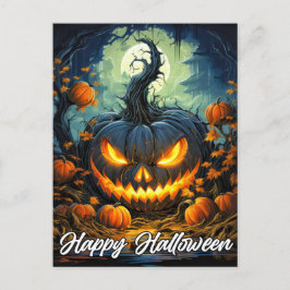 Nefarious Happy halloween Pumpkin Illustration Vykort
