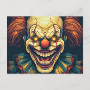 Nefarious Sideshow Clown Illustration Design Vykort