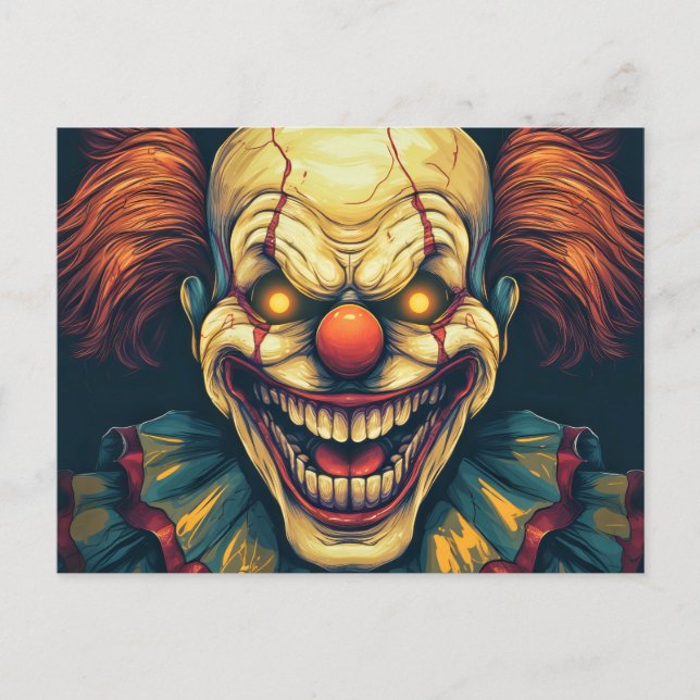 Nefarious Sideshow Clown Illustration Design Vykort (Framsida)