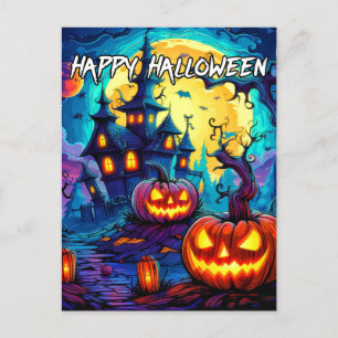 Nefarious Spooky Haunted House Halloween Vykort