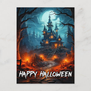 Nefarious Spooky Haunted House Halloween Vykort