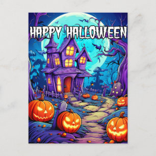 Nefarious Spooky Haunted House Vykort