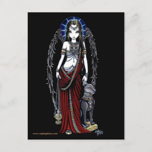 Nefertari Egyptian Bastet Goddess Angel Postcard Vykort