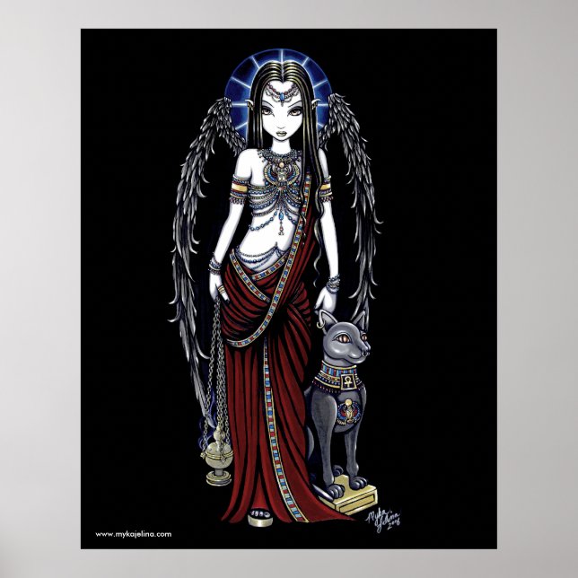 Nefertari Egyptian Bastet Goddess Angel Poster (Framsidan)