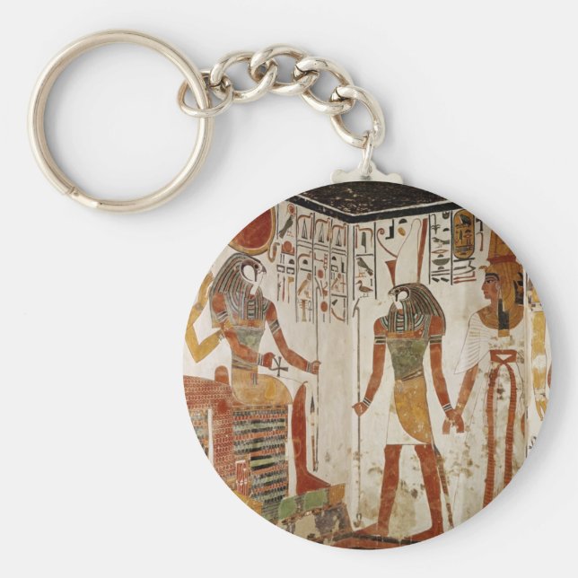 Nefertari kommas med för guden fyrkantig silverfärgad nyckelring (Framsidan)