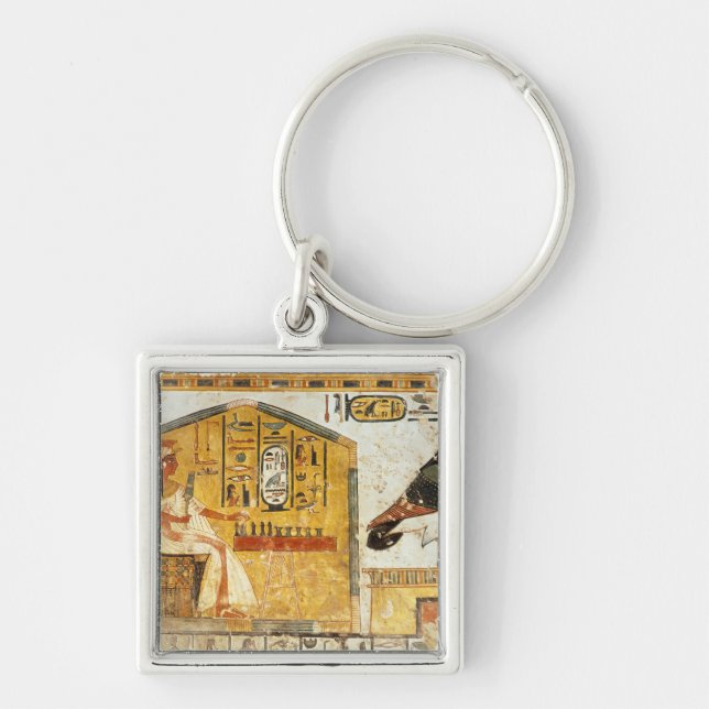 Nefertari som leker senet fyrkantig silverfärgad nyckelring (Framsidan)