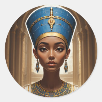 Nefertiti – Amarnas skönhet Runt Klistermärke