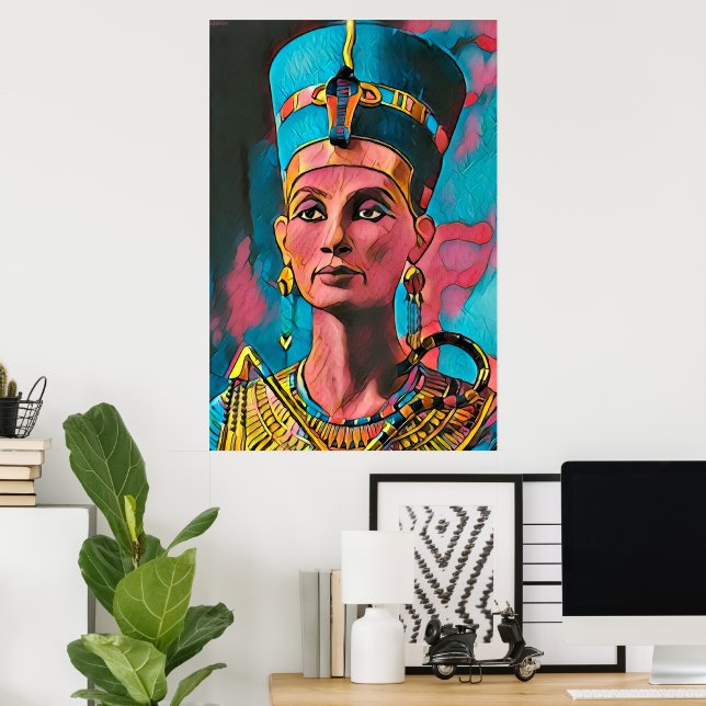 Nefertiti - den egyptiska drottningväggskonsten Po Poster (Hemmakontoret)