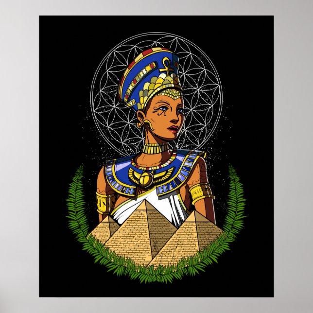 Nefertiti Egyptian Queen Goddes Mythology Poster (Framsidan)