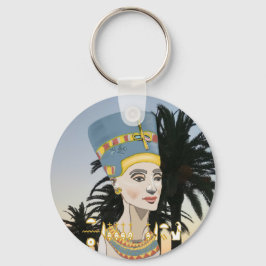 Nefertiti Färgrik Porträtt och Palmträd Nyckelring
