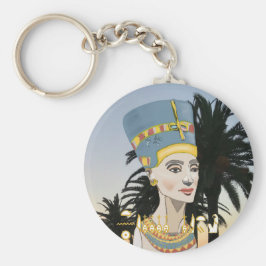Nefertiti Färgrik Porträtt och Palmträd Nyckelring