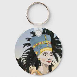 Nefertiti Färgrik Porträtt och Palmträd Nyckelring