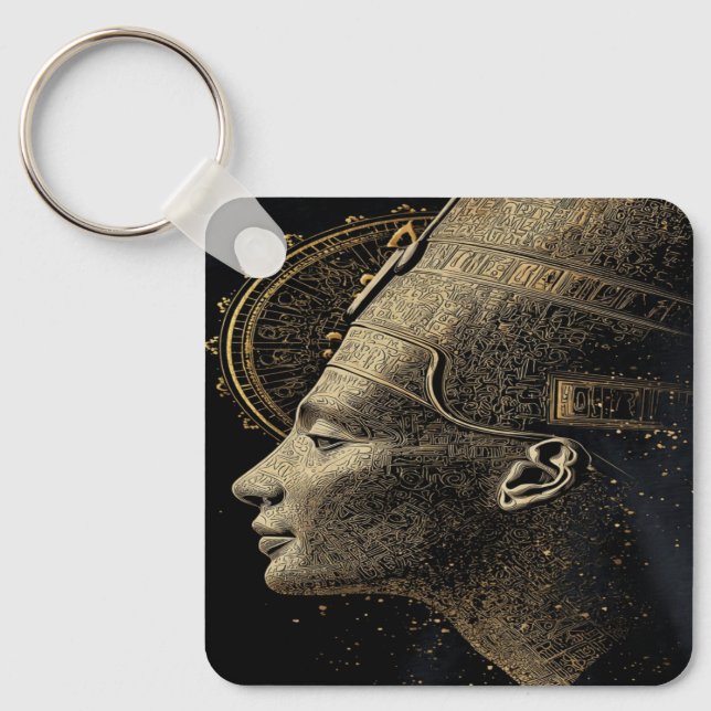 Nefertiti Modern Silhuett Linje Konst  Nyckelring (Framsida)