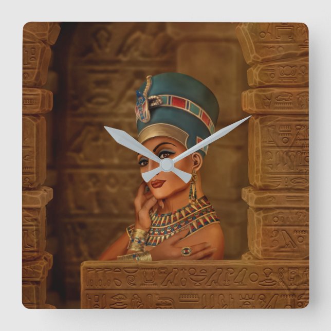 Nefertiti - Neferneferuaten den egyptiska drottnin Fyrkantig Klocka (Framsida)