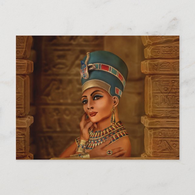 Nefertiti - Neferneferuaten Egyptian Queen Helg Vykort (Framsida)