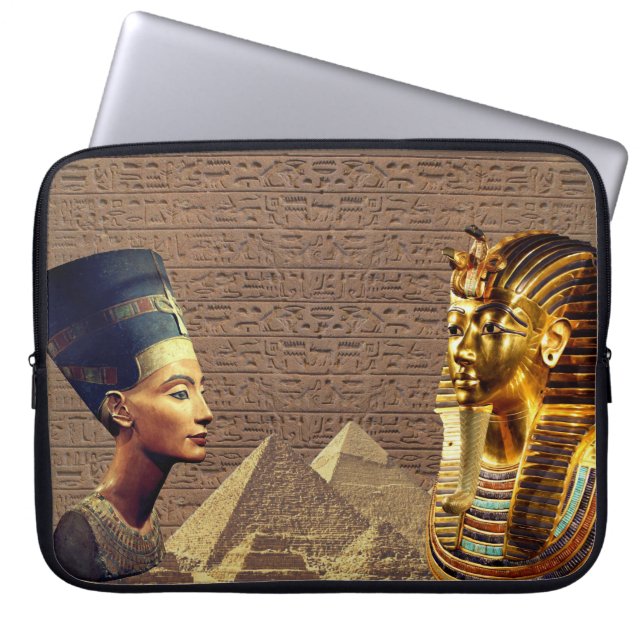 Nefertiti och Tutankhamun Ancient Royalty Laptop Fodral (Framsidan)