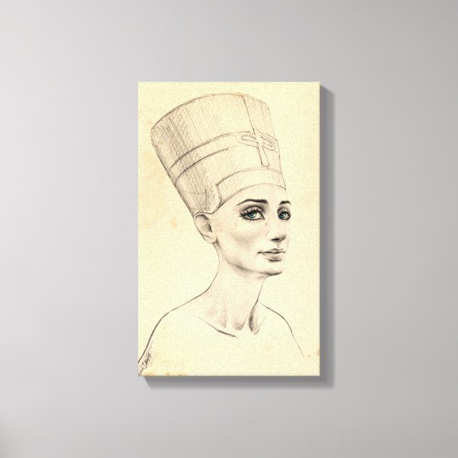 Nefertiti porträtt teckning Ancient Egypten papyru Canvastryck (Framsida)