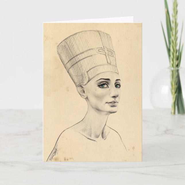Nefertiti porträtt teckning Ancient Egypten papyru Kort (Framsida)