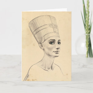 Nefertiti porträtt teckning Ancient Egypten papyru Kort