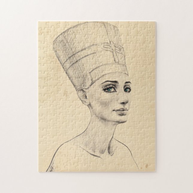 Nefertiti porträtt teckning Ancient Egypten papyru Pussel (Vertikal)