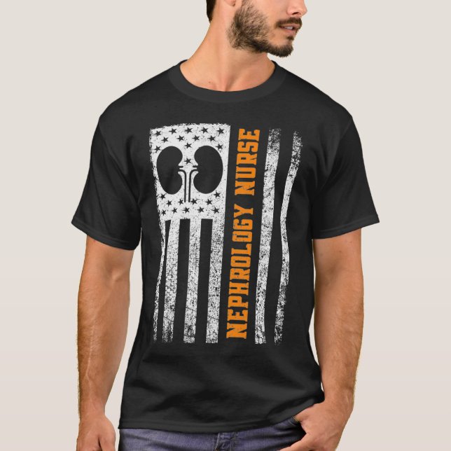 Nefrologi Nurse Flagga Kidney Dialys Renal RN T Shirt (Framsida)