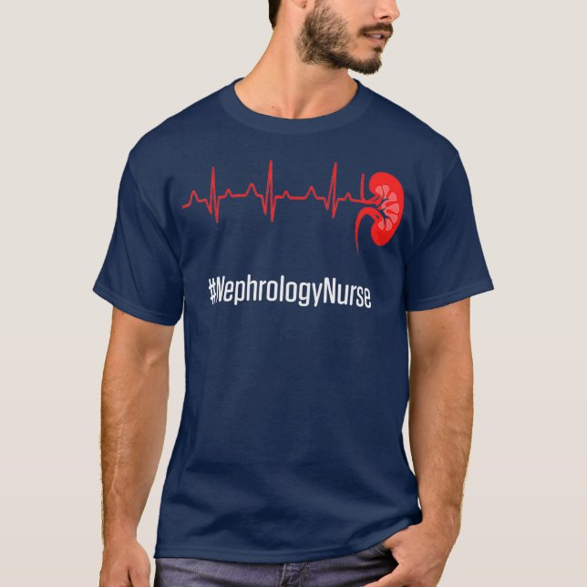 Nefrologi Nurse Heartslag Dialys Sjuksköterskor T Shirt (Framsida)